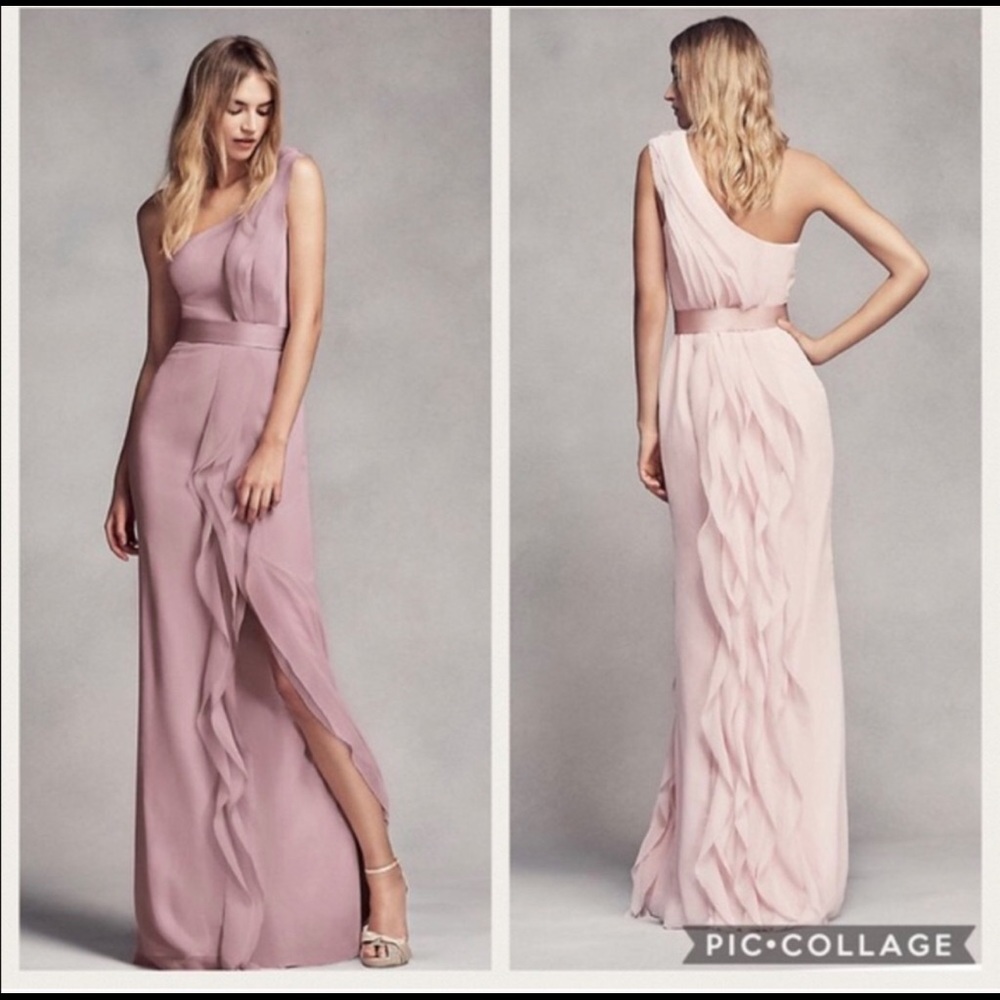 Vera Wang One Shoulder Dress with Ruffles, size 2